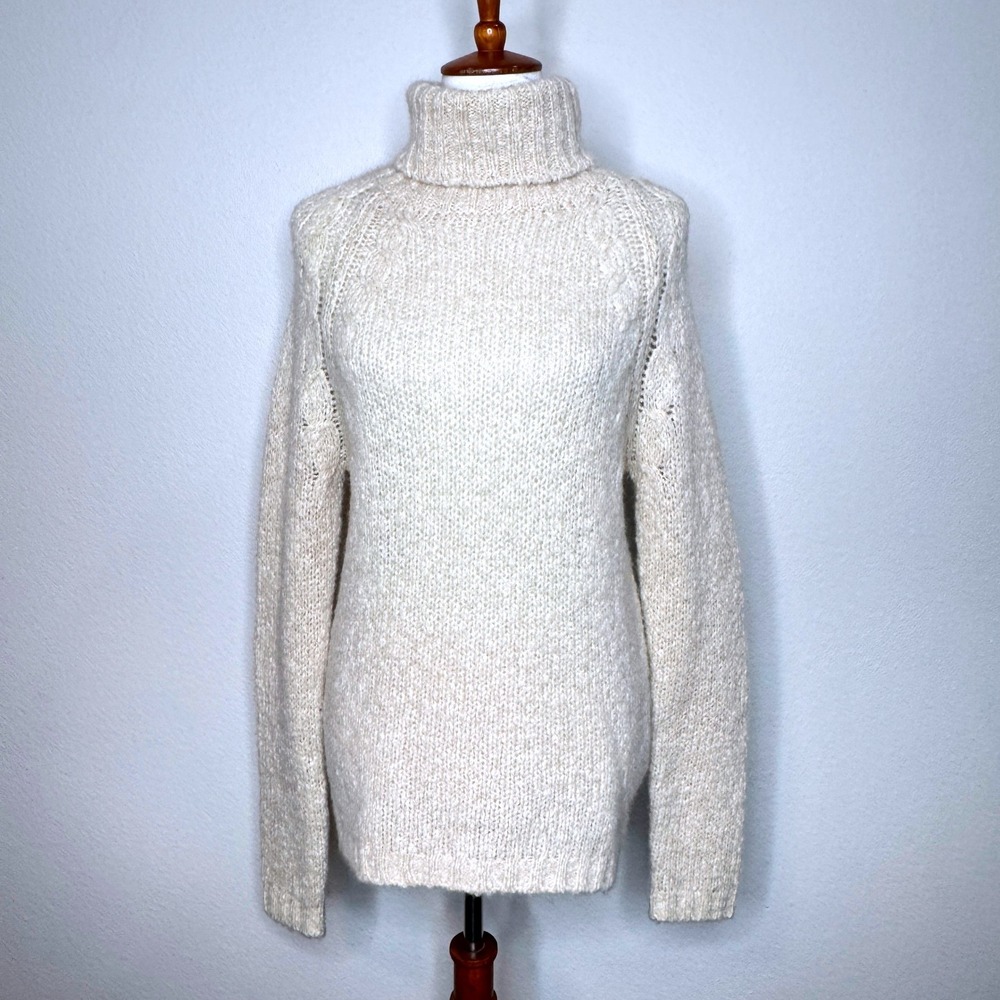 iBLUES Mohair Blend Turtleneck Sweater MED‎ Ivory Cream Italy Quiet Luxury